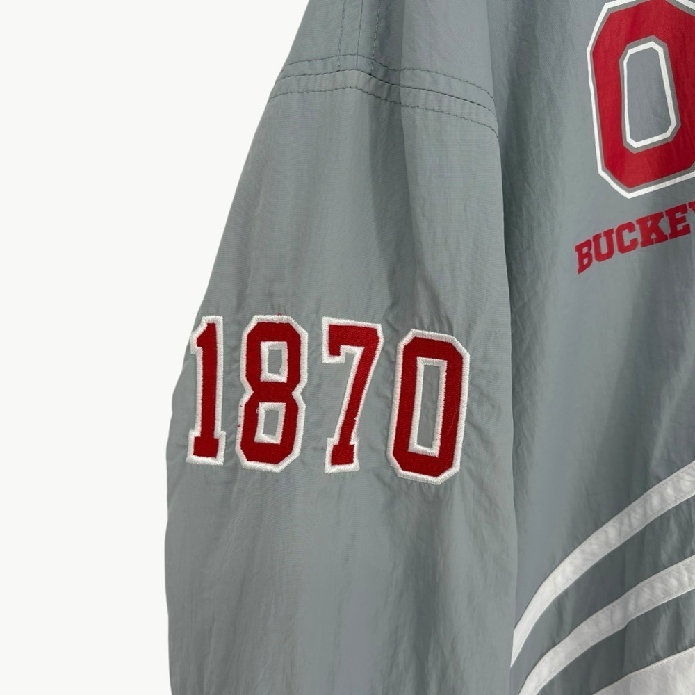 WEAR by Erin Andrews Ohio State Buckeyes Throwback Jacket Size Medium Red Gray - Picture 12 of 15